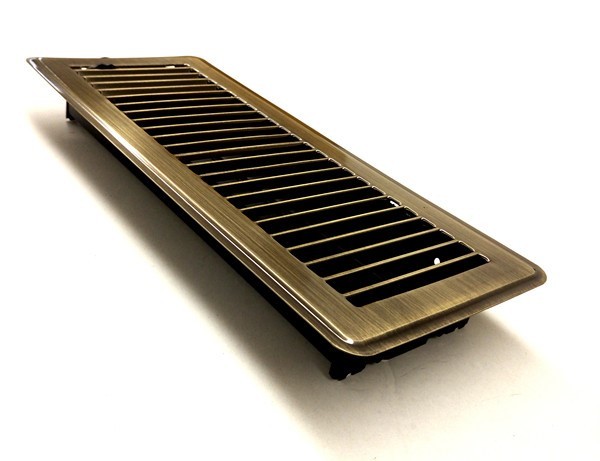 antique brass louvered floor vent 300x100mm